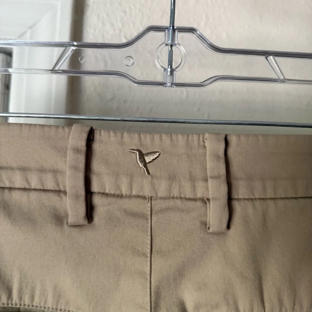 BIRDDOGS tan slim straight cotton nylon khaki cropped pants‎ chinos